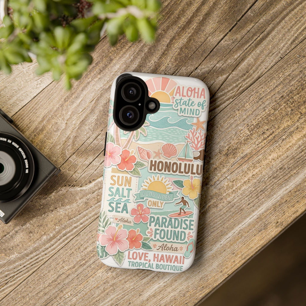 Hawaii Beach Collage Phone Case | Tropical Honolulu Floral Paradise