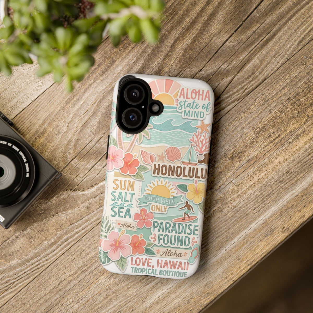 Hawaii Beach Collage Phone Case | Tropical Honolulu Floral Paradise