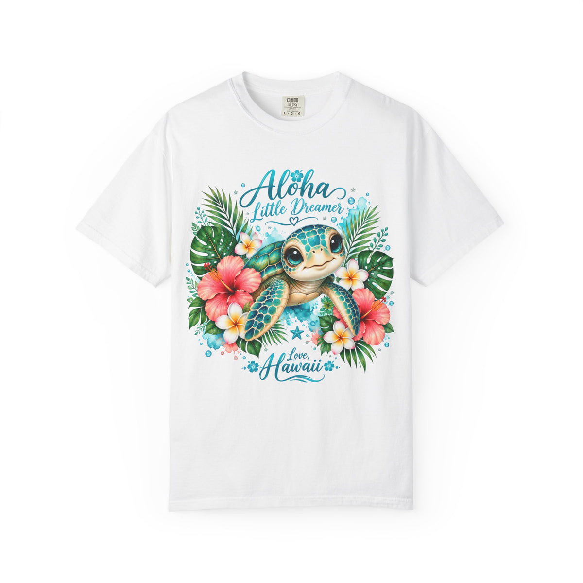 Aloha Little Dreamer| Sea turtle T-Shirt | Hawaiian floral tropical design