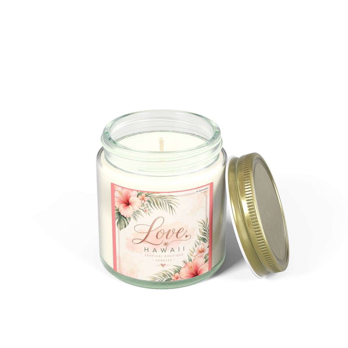 Coconut Apricot Scented Candle — Tropical Boutique Soy Jar (4oz or 9oz)-Love, Hawaii Home Collection