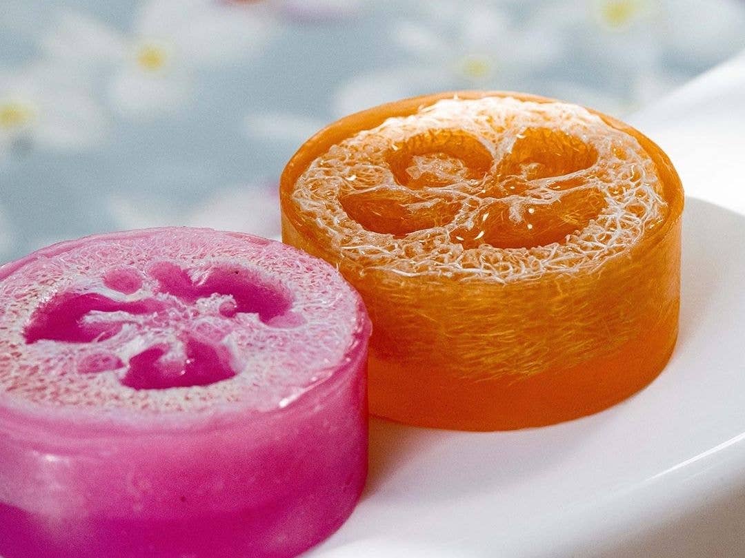 Mango Papaya Loofah Soap – Sea Salt & Kukui Oil • Exfoliating Tropical Bar (4.7 oz)