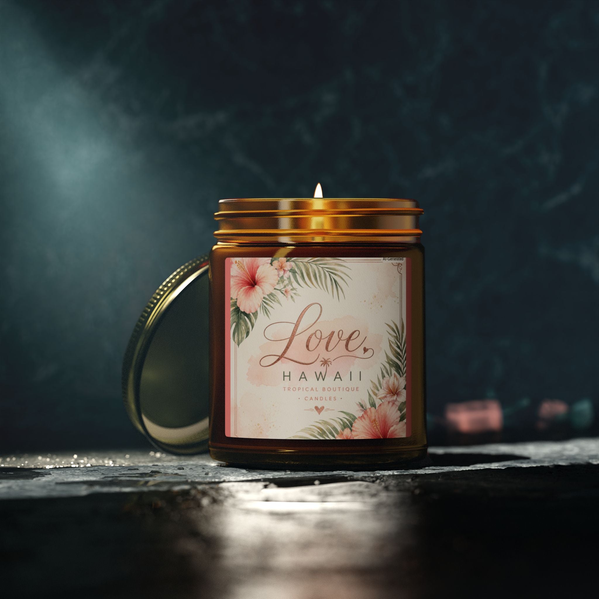 Coconut Apricot Scented Candle — Tropical Boutique Soy Jar (4oz or 9oz)-Love, Hawaii Home Collection