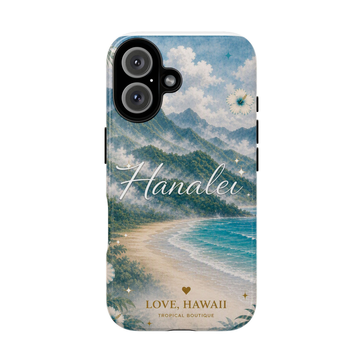 Hanalei Coastal Mist Hawaii Phone Case| Watercolor Tropical Art Tough Case, Love Hawaii Boutique Gift