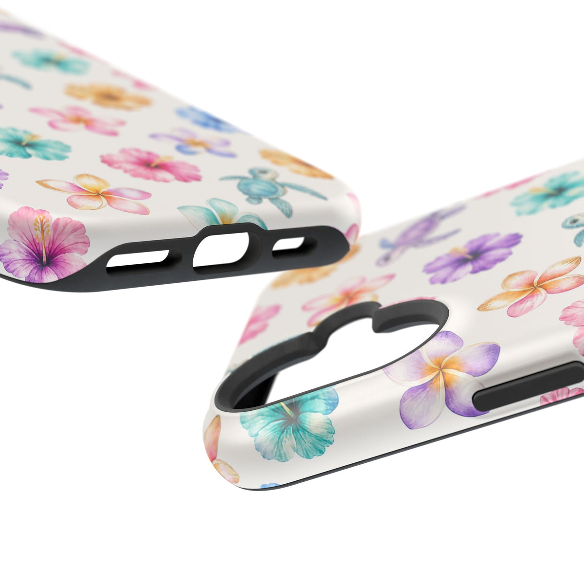 Sea Turtle Floral Phone Case — Colorful Hawaiian Plumeria Protective Case