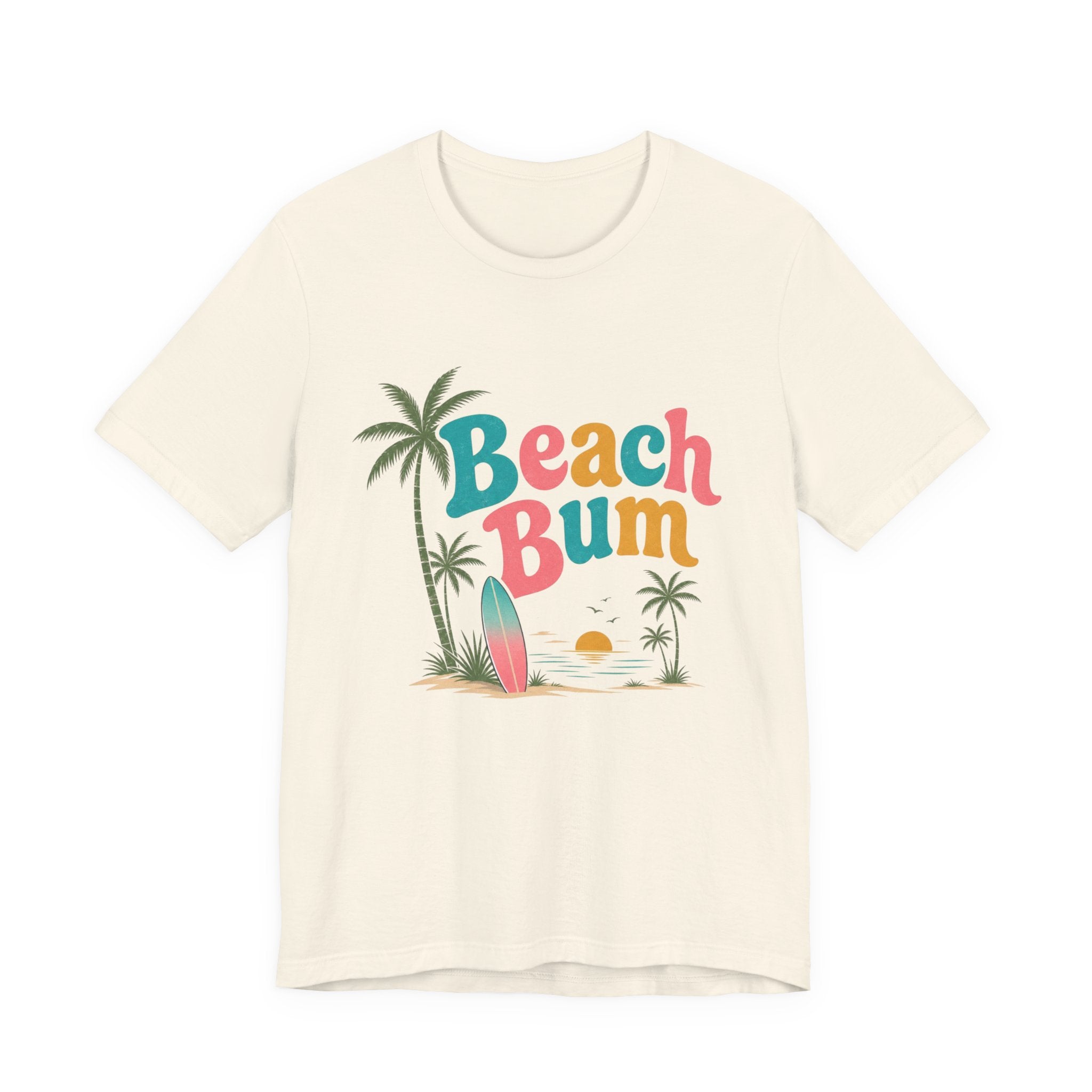 Beach Bum graphic tee | Surfboard palm tree sunset T-Shirt