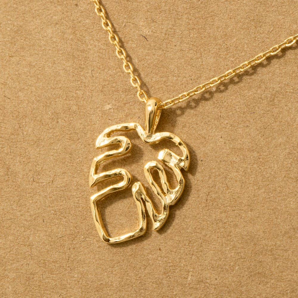Silver Monstera Cutout Necklace
