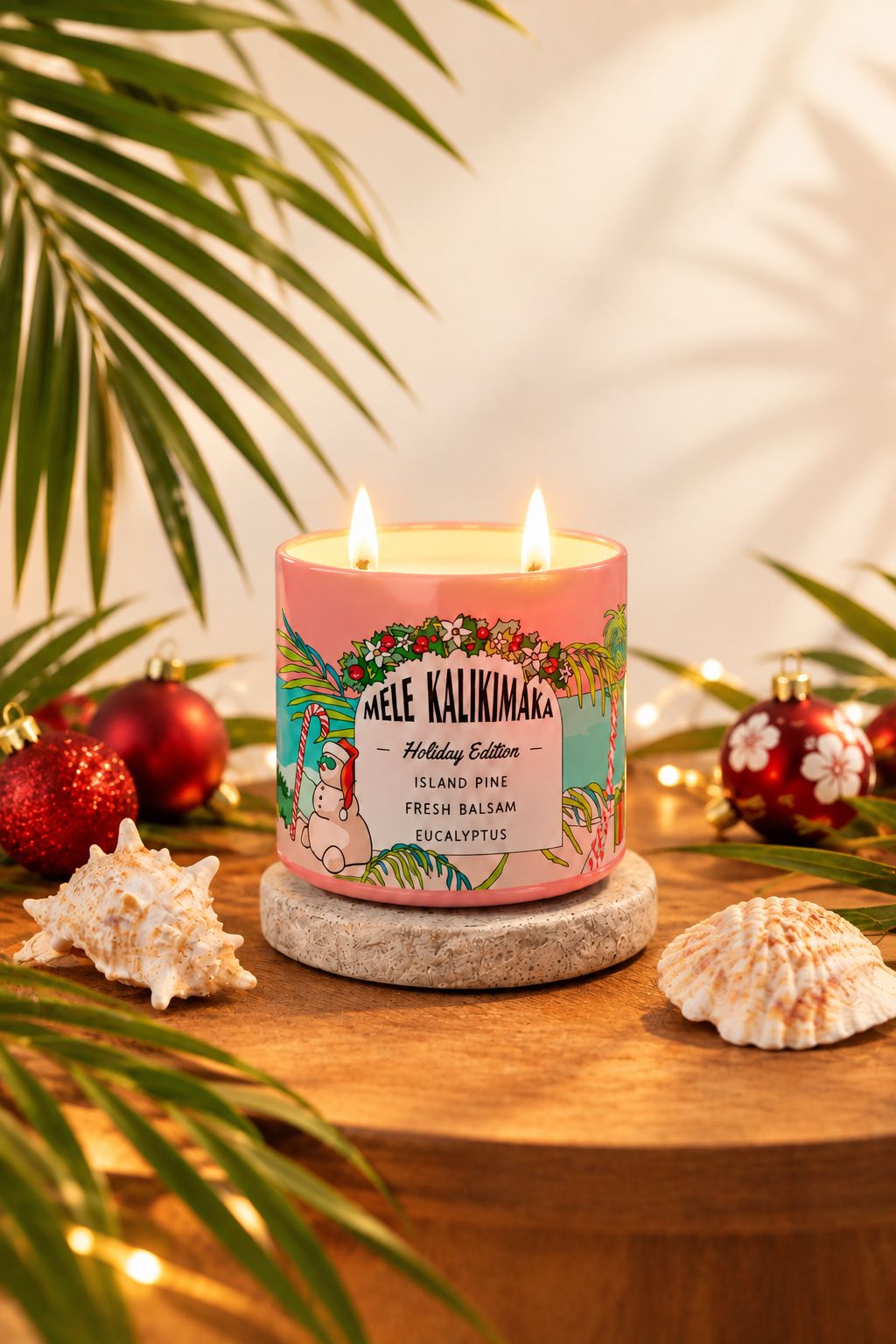 Mele Kalikimaka Holiday Candle – Island Pine Scent, Hawaiian Christmas Decor, Tropical Gift Candle