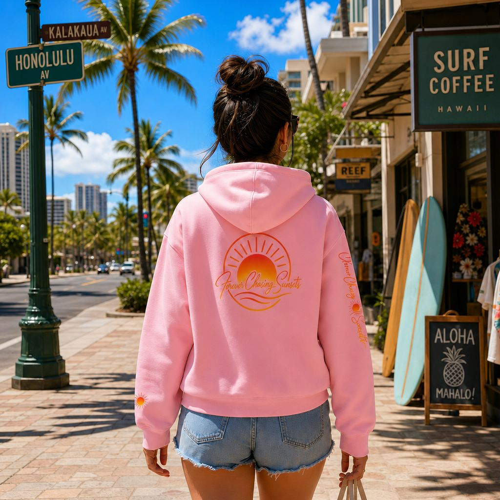 Forever Chasing Sunsets – Coastal Glow Hoodie-Love, Hawaii Collection