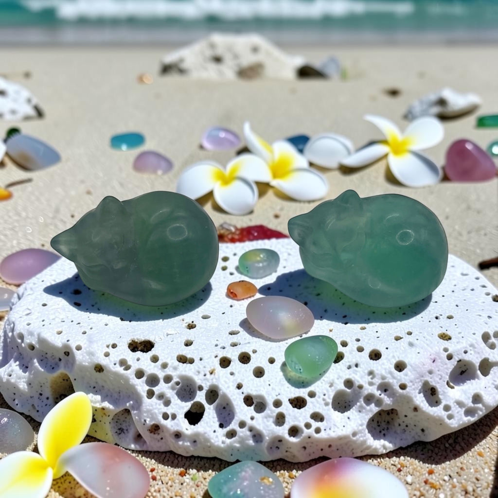 Makai Green Fluorite Sleeping Cats