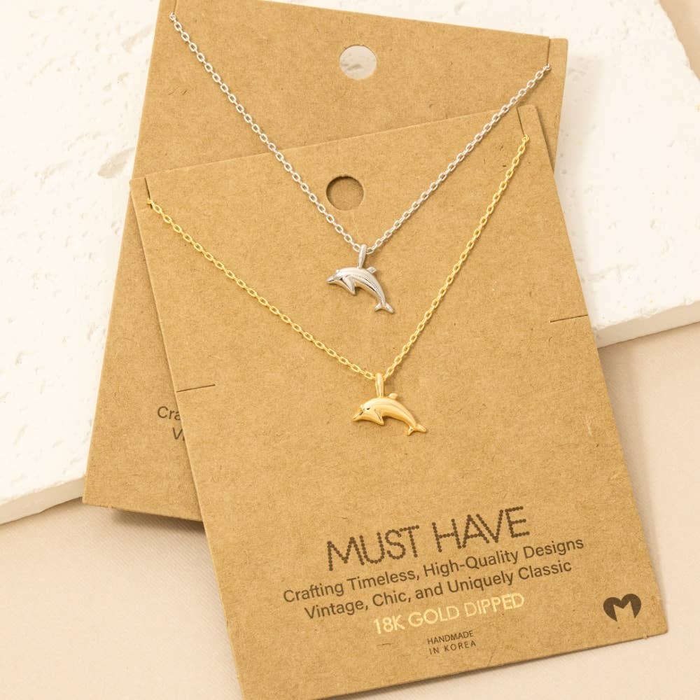 Dolphin Charm Necklace – Gold