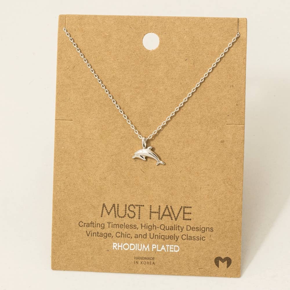 Dolphin Charm Necklace – Gold