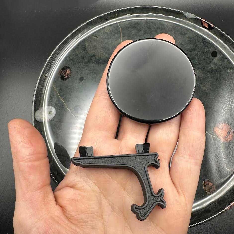 Obsidian Scrying Mirror with Stand-Stone of Shadow and Flame