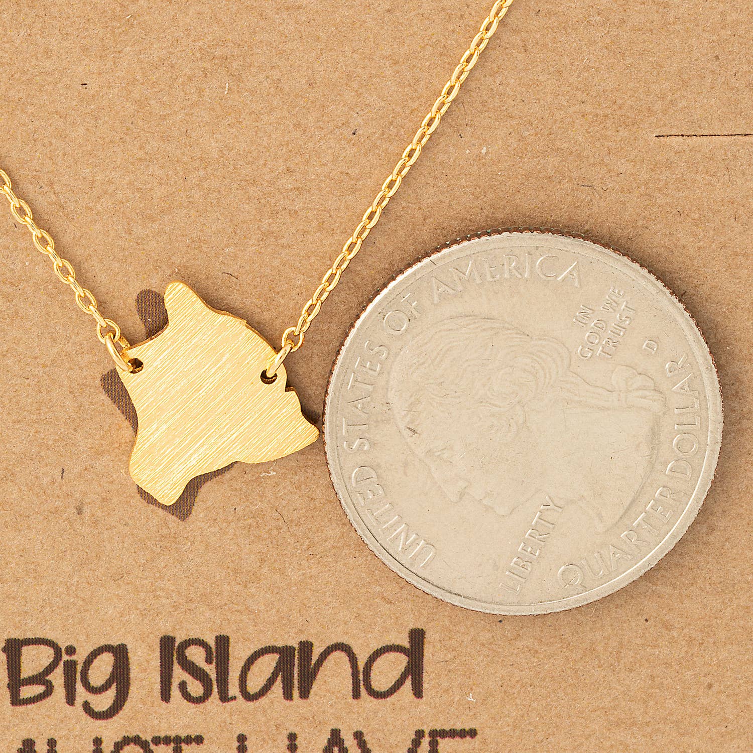 Big Island Hawaii Pendant Necklace: Gold