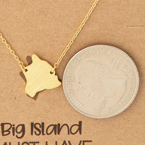 Big Island Hawaii Pendant Necklace: Gold