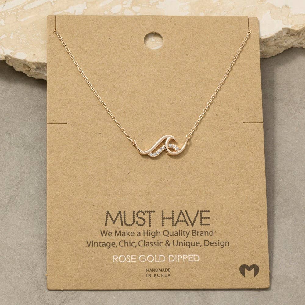 Intertwined Wave Necklace – Silver-Rhodium Plated