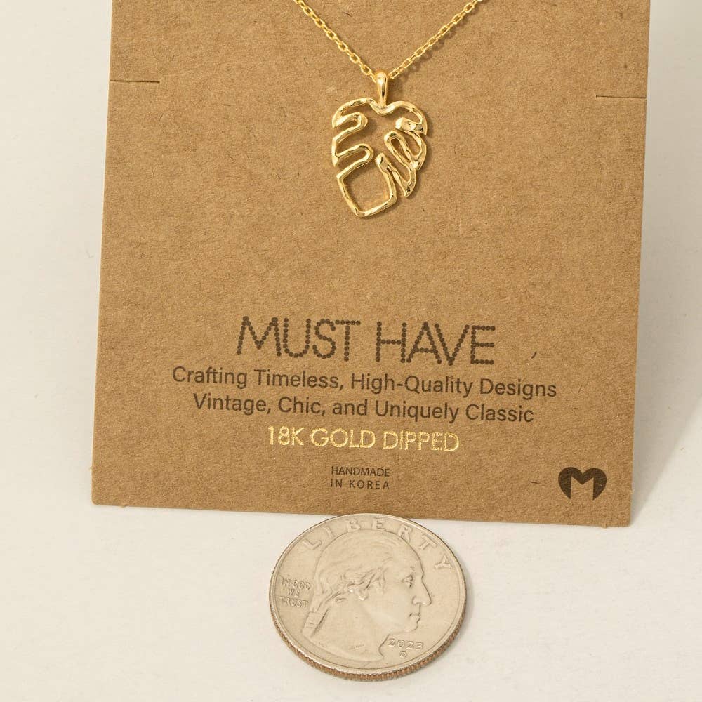 Gold Monstera Cutout Necklace