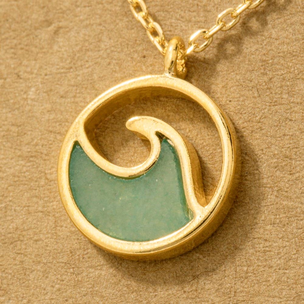 Coastal Wave Enamel Necklace – Turquoise Glow