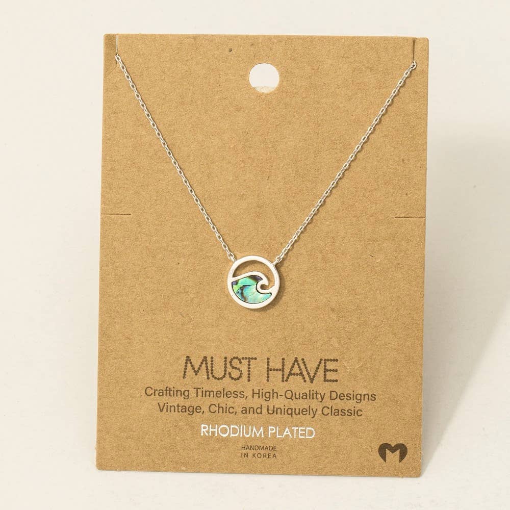 Tropical Wave Coin Pendant Necklace • Mother of Pearl Gold Dipped Necklace • Coastal Minimalist Jewelry