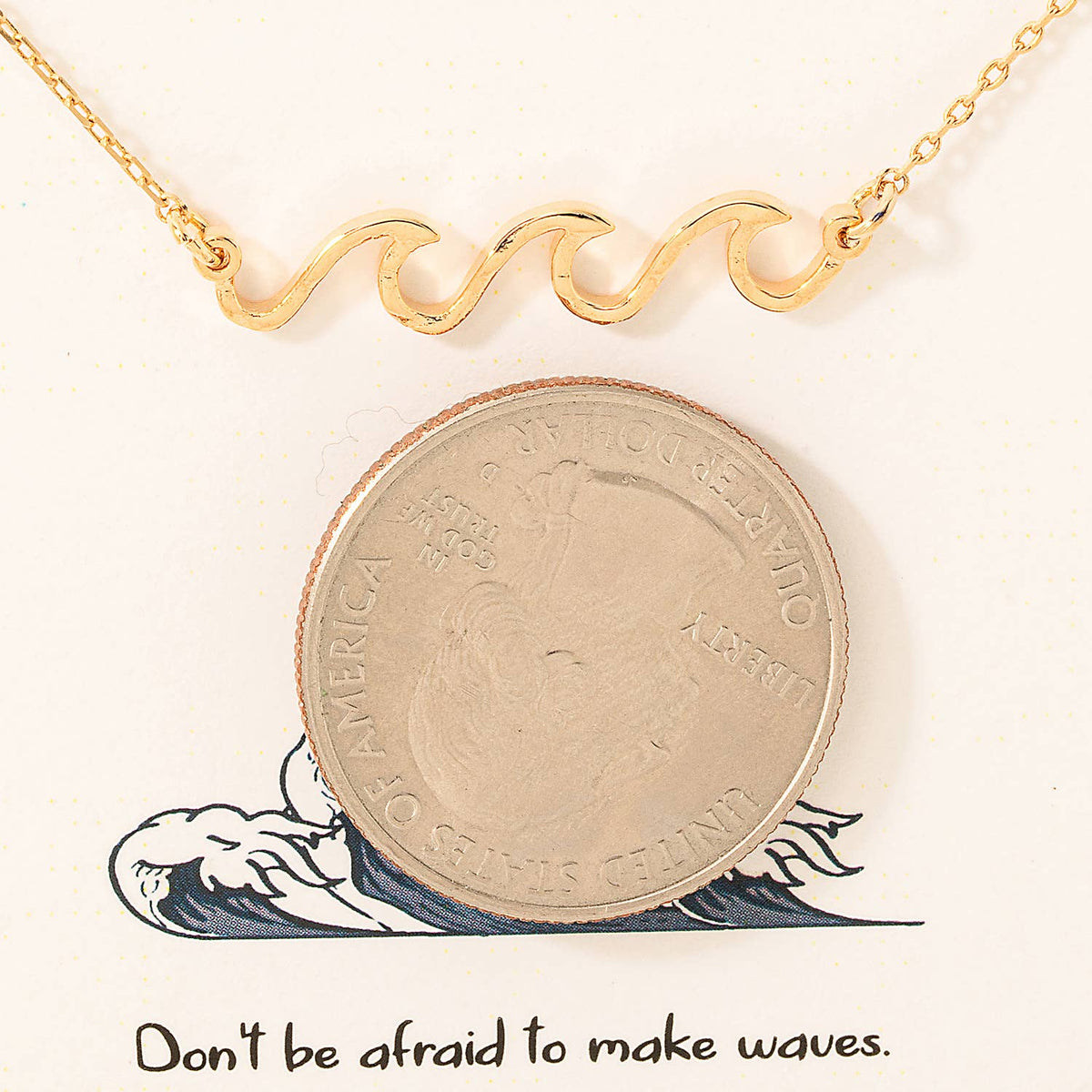 Crashing Waves Pendant Necklace: Gold