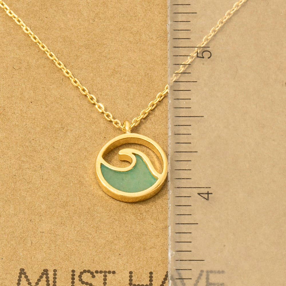 Coastal Wave Enamel Necklace – Turquoise Glow
